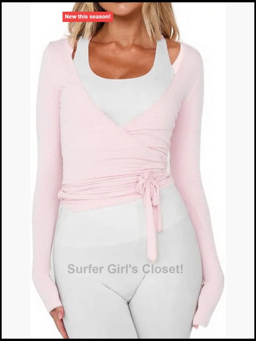 Long Sleeve Ballet Wrap Top Self Tie V-Neck Workout Yoga Shirt